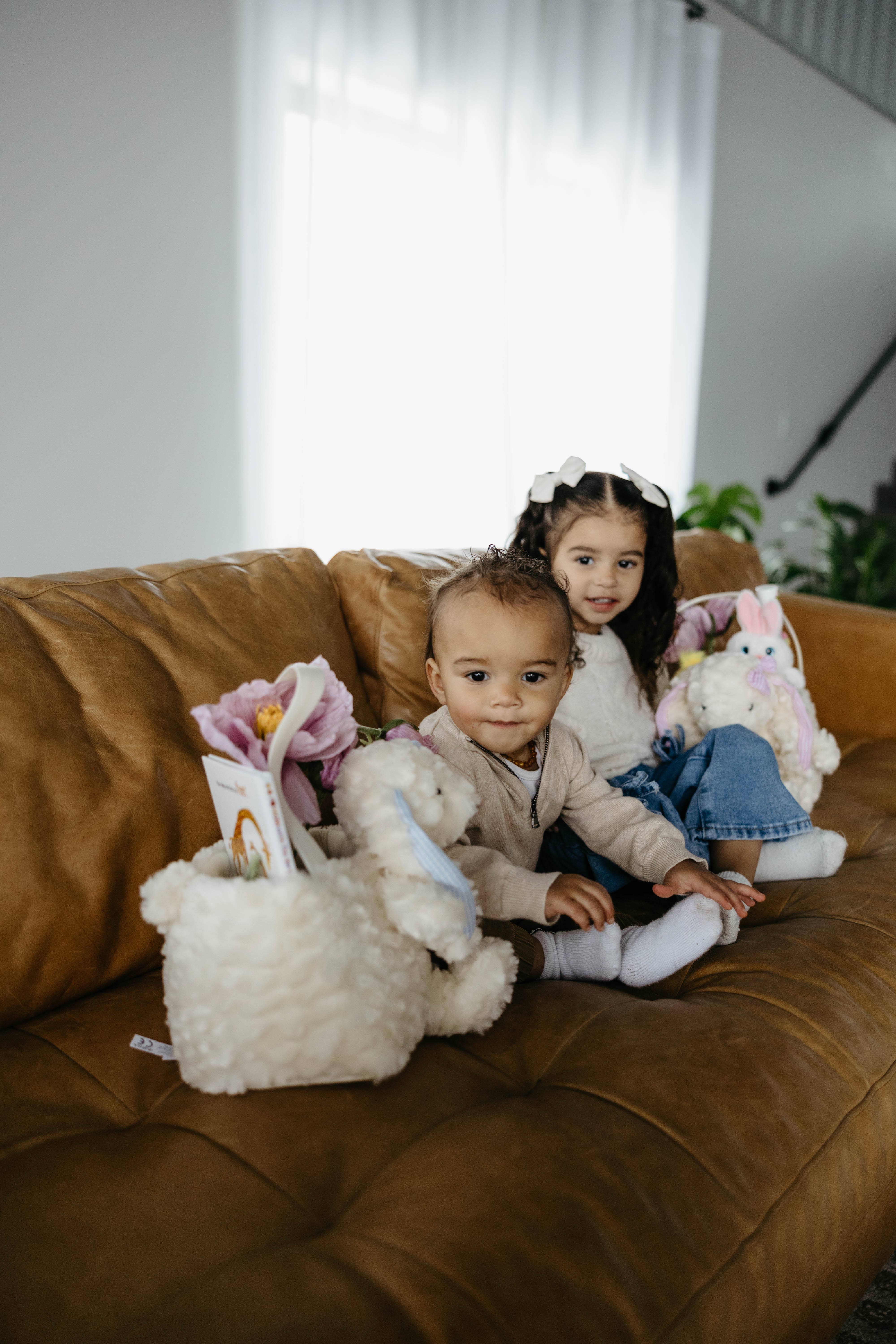 The Petting Zoo - Wholesale Stuffed/Plush Toy - Kids & Baby - Spring Easter Bunny Basket Assortment Cream Pink, Cream Blue4