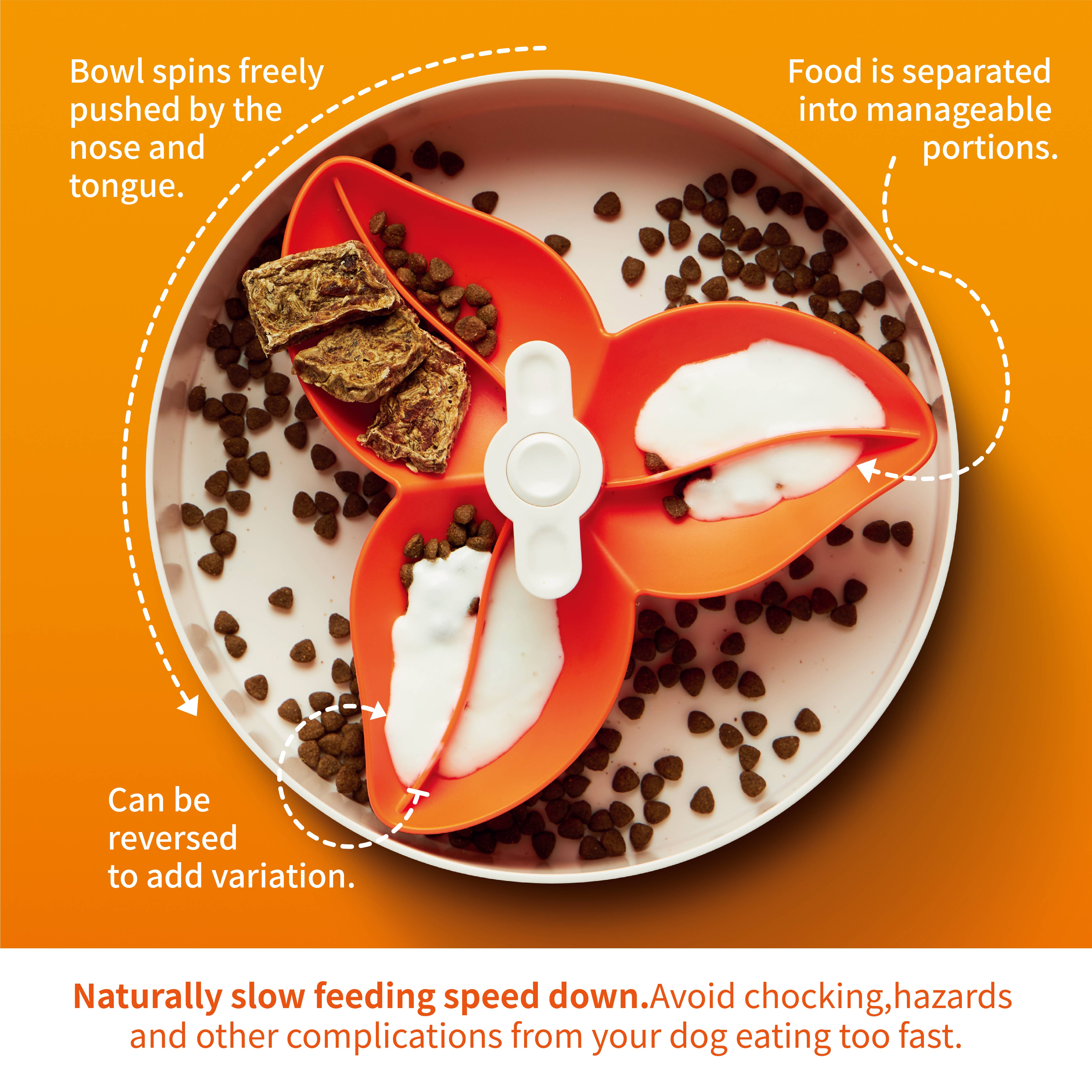 Only An Ocean Europe - Wholesale Pet Bowl - Cat/Dog - SPIN Interactive Feeder Bougainvillea orange7