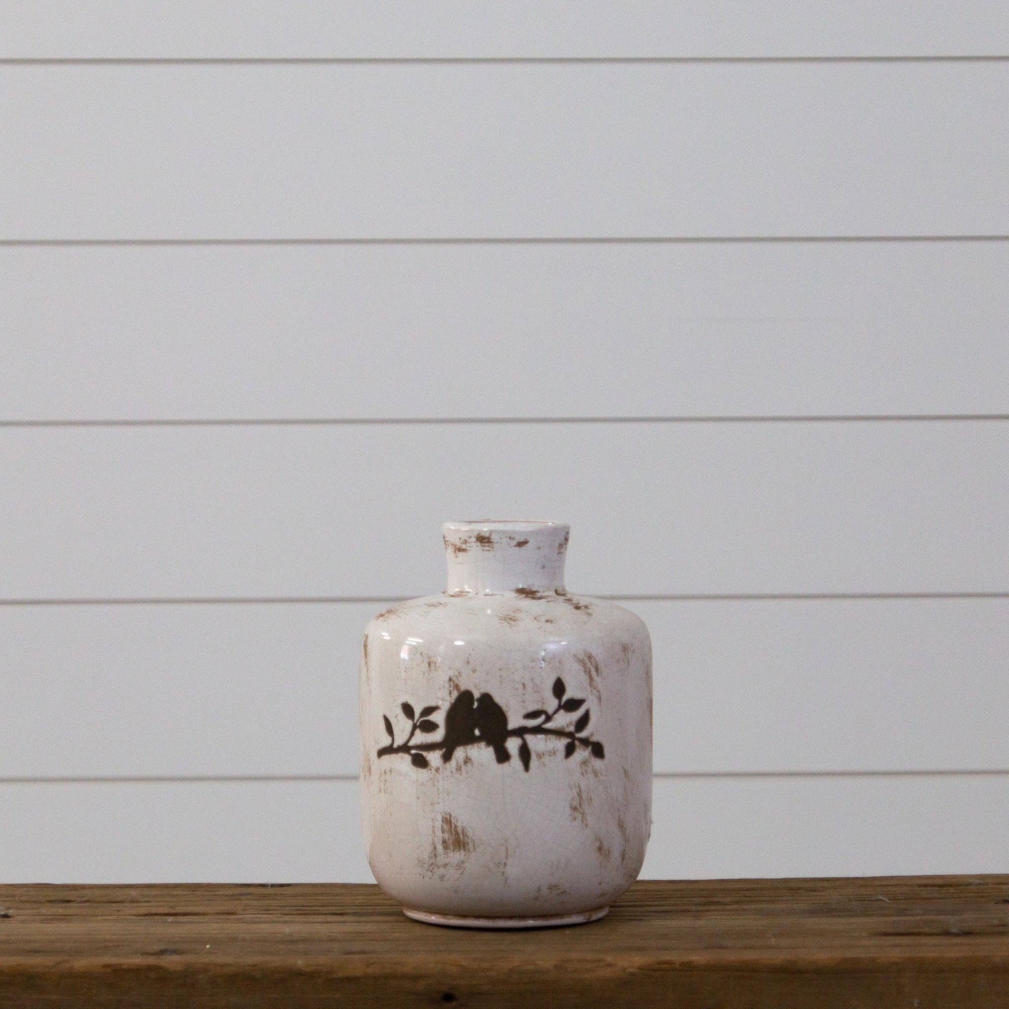 Audrey's Home & Gift - Vendita all'ingrosso Vasi - Vaso in ceramica con uccelli e rami, piccolo - Audrey's Home & Gift0