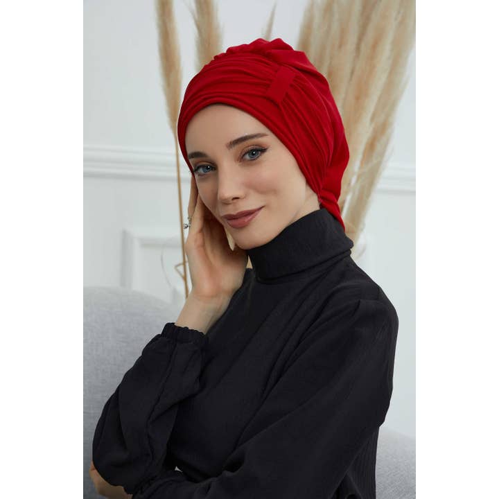 Aisha's Design - Wholesale Hijab - Women's - Pleated Chiffon Instant Turban for Women, Pre-Tied Elegant Hijab Cap, Lightweight Modest Headwrap for Daily & Formal Wear,HT-10744