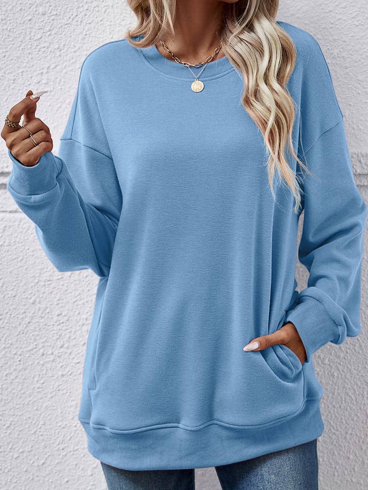 Lily Clothing - Wholesale Sweatshirt - Women's - LOOSE ROUND NECK PLUSH SWEATSHIRT_CWTSTL0649
