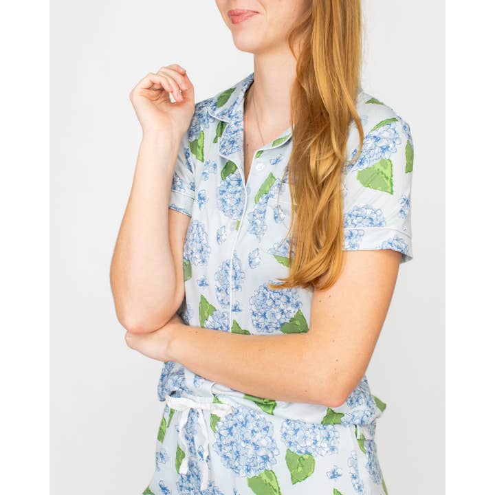 Hydrangea Short Sleeve Button Up Sleep Shirt Illusion/Blue/Green -Asst. for wholesale by The Royal Standard