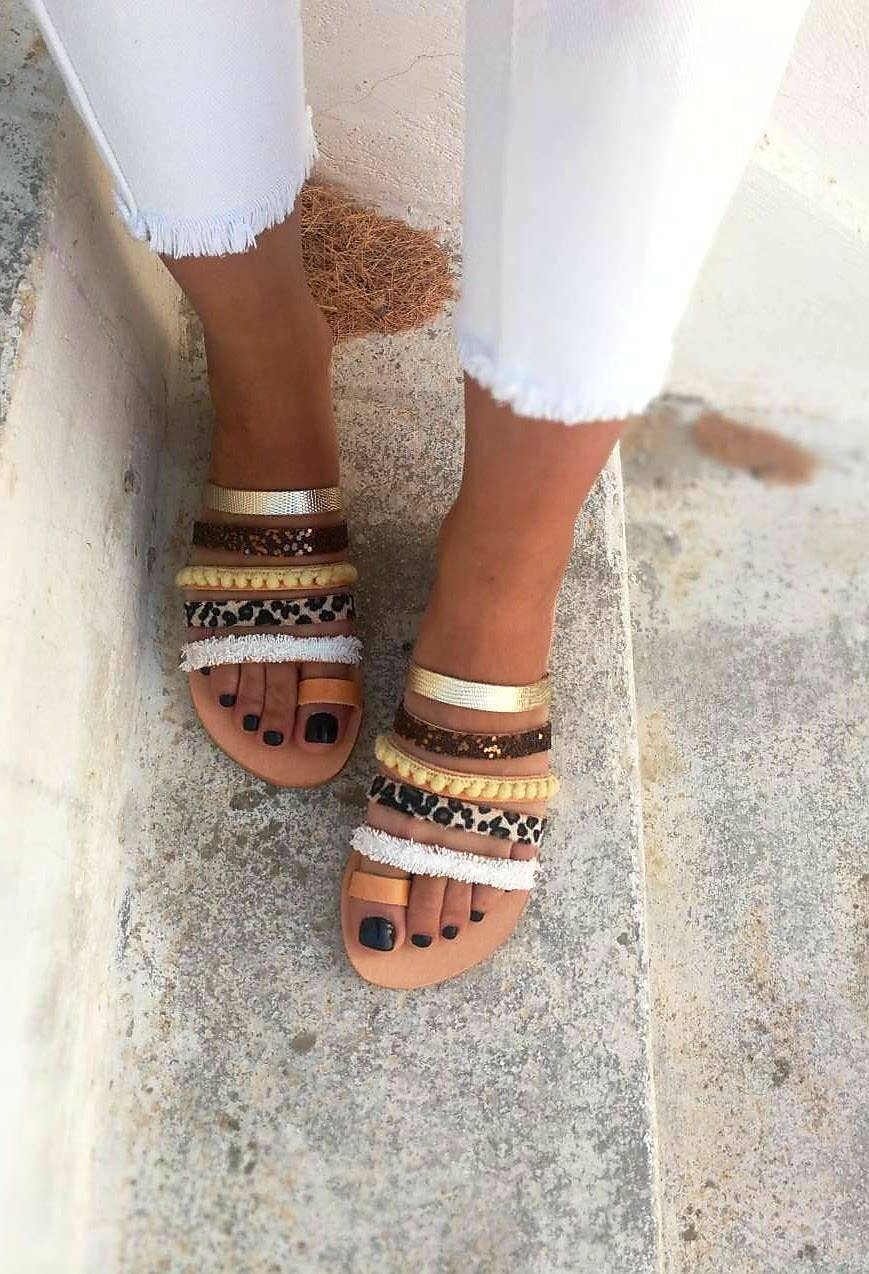 Sandali fatti a mano Sandali Boho Sandali da donna in pelle marocchina tinto con colore naturale Sandali da donna Scarpe Calzature uomo Sandali Scarpe in pelle marocchina 