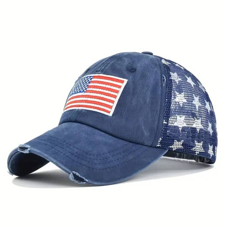 Syrrios Gifts LLC - Wholesale Trucker hat – Unisex - USA Flag Mesh Trucker Hat Distressed Vintage Look Cap Patrio1
