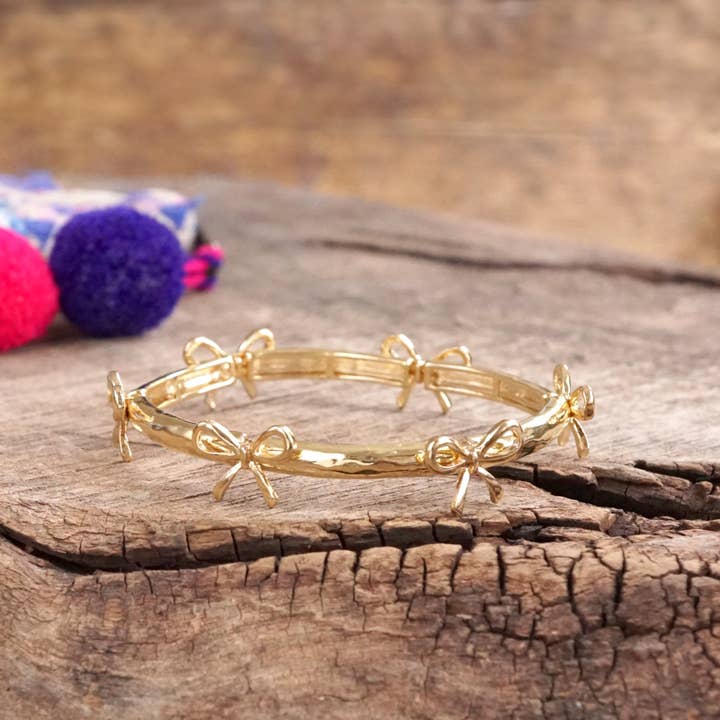 PennyLine inc - Wholesale Bangle Bracelet - Bow Bangle Bracelet - Gold Silver Tone