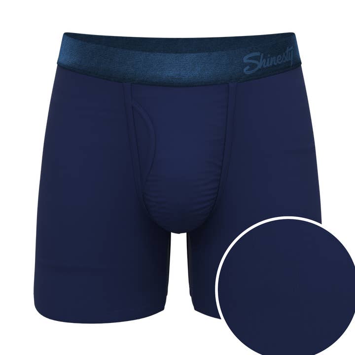 The Navy Jones | Tonal Navy Ball Hammock® Pouch Underwear With Fly for wholesale by Shinesty, Inc