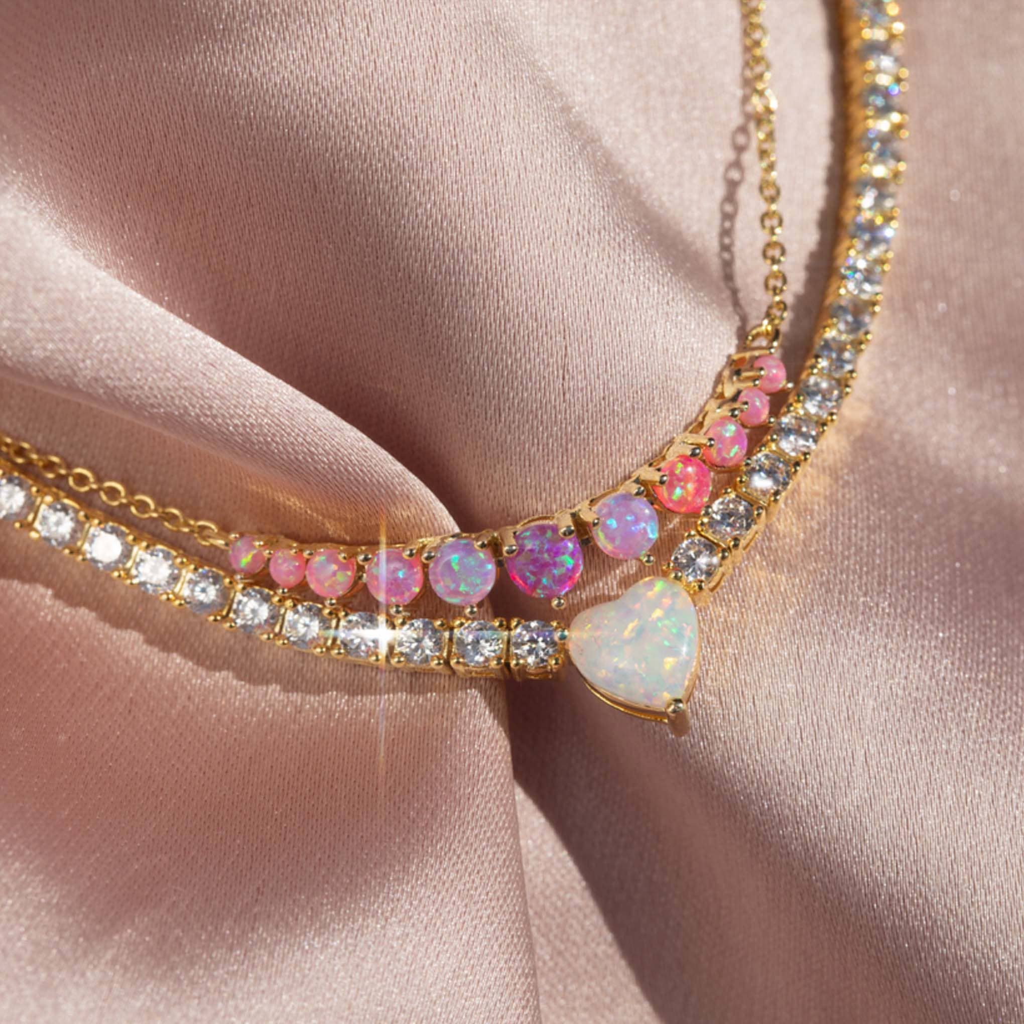 La Kaiser - Vendita all'ingrosso Collana con ciondolo/pendaglio - Collana a cascata sfumata in opale rosa2