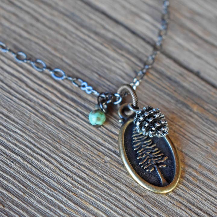 Timberline Tree Charm Cluster Necklace for wholesale by Cool Water Jewelry