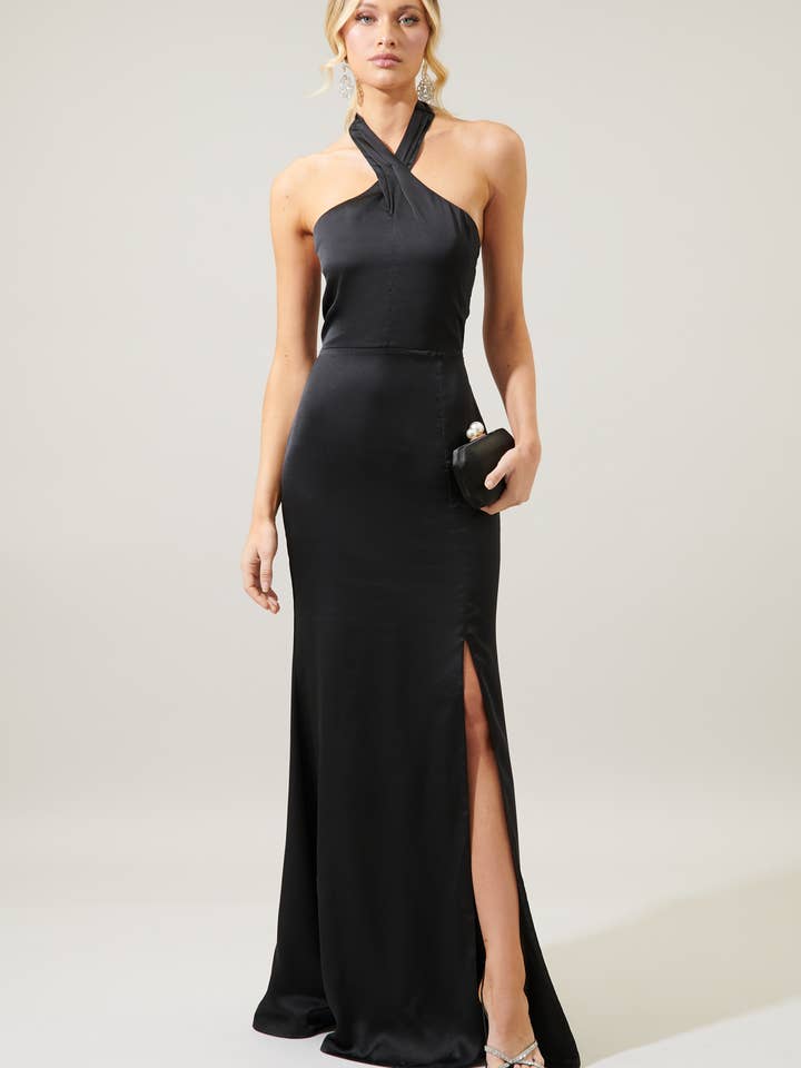 Sugarlips - Wholesale Gown - Women's - Spellbound Halter Satin Maxi Dress
