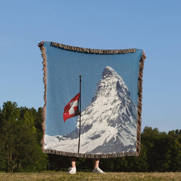 3dRose - Wholesale Throw Blanket - 3dRose, Switzerland, Matterhorn, Mountain, Swiss flag - EU29 RER0035 - Ric Ergenbright, Blanket1