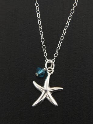 Starfish Necklace w/ Crystal for wholesale by Sosie Designs