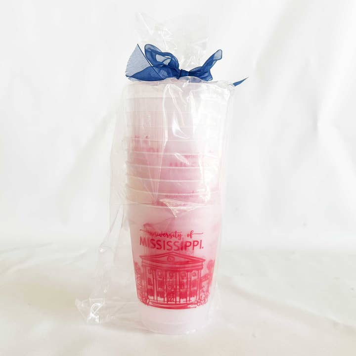 Two Funny Girls - Wholesale Disposable Cup - Shatterproof Cup 10 Pack Ole Miss - U of Mississippi Skyline3
