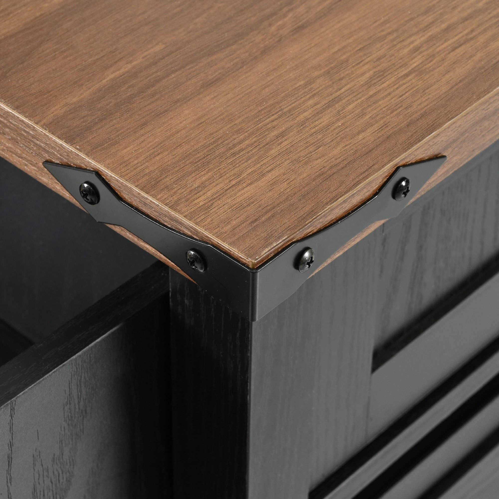 Orange County Decor - Wholesale Kitchen Storage/Organizer - K&K 53.7" Farmhouse Kitchen Island With Power Outlet, 2 Sliding Barn Door Kitchen Storage Island With Drop Leaf, Spice Rack Rolling Kitchen Cart On Wheels, For Home, Kitchen And Dining Room, Black38