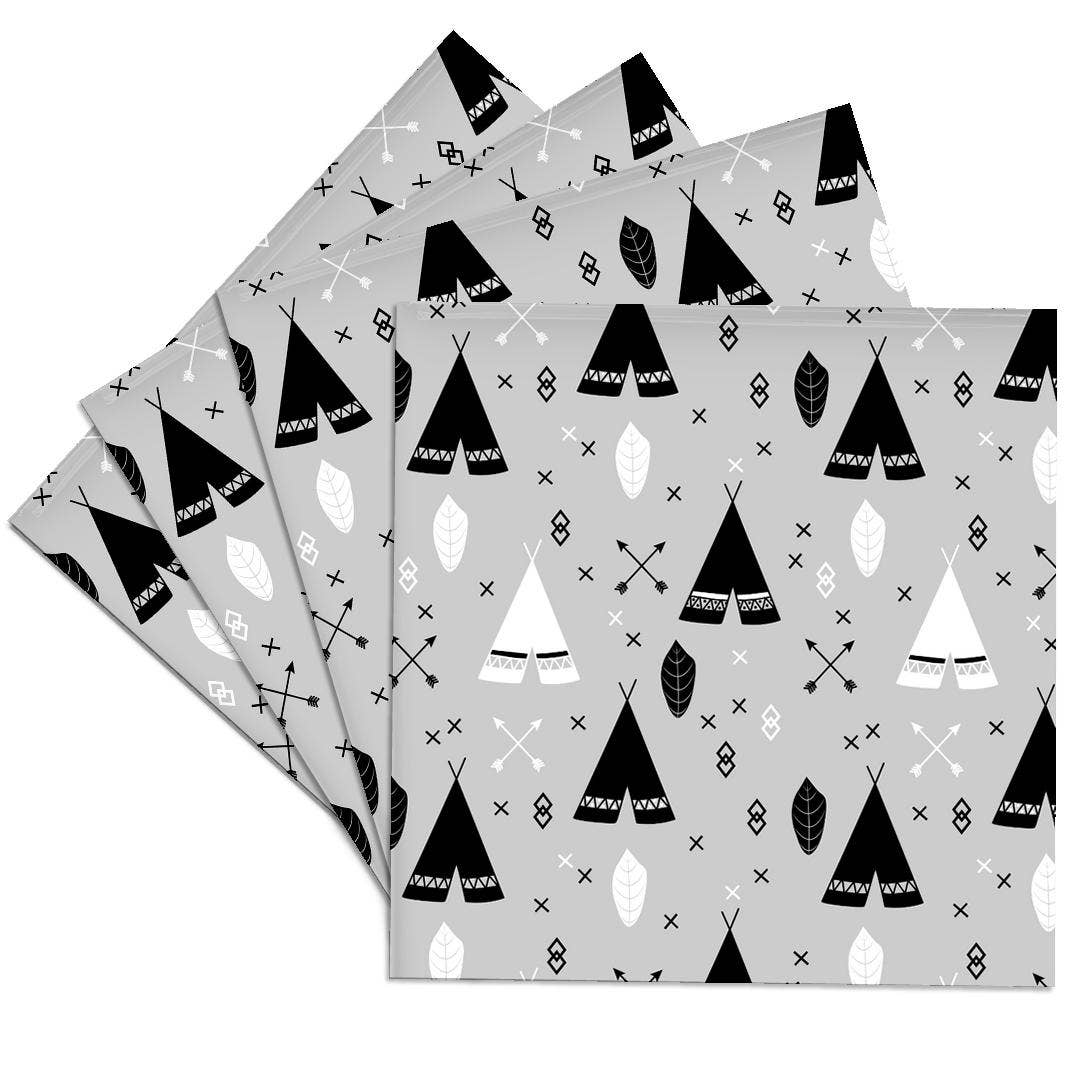 3dRose - Wholesale Coasters - 3dRose, Tribal Teepee Black Gray White, Coaster0