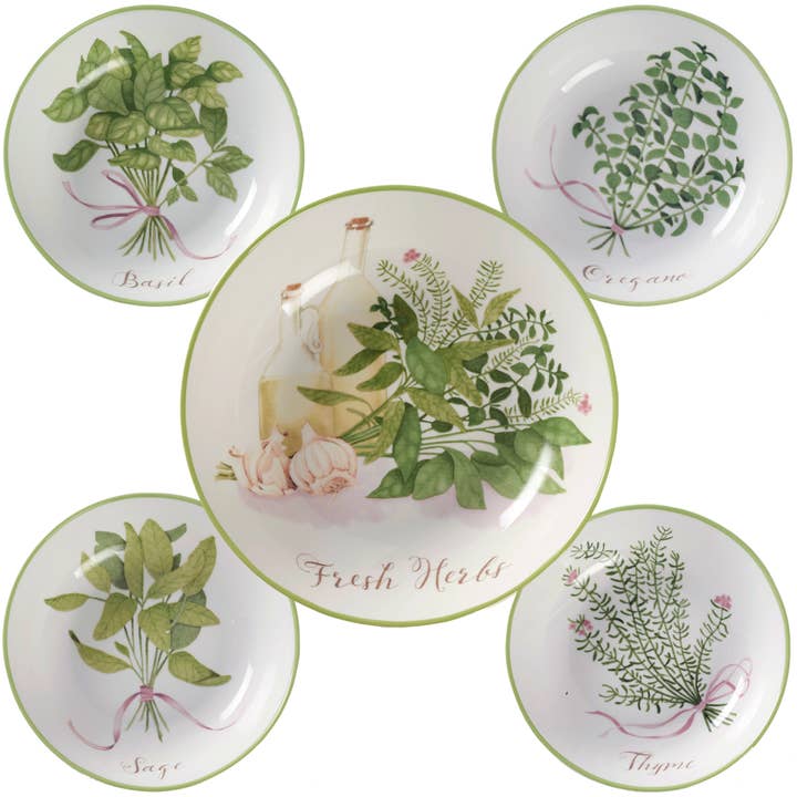 5 pc. Stoneware Pasta Sets Fresh Herbs © Karen Brady for wholesale by Certified International