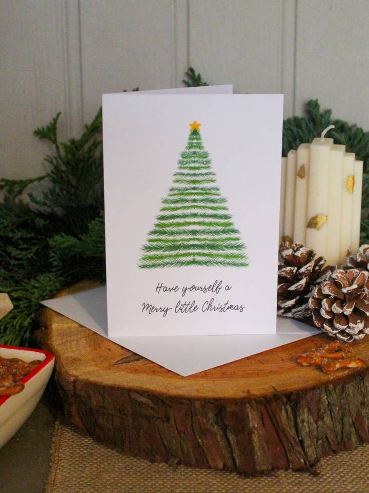 Weihnachtsbaum-Design, Packung mit 6 Weihnachtskarten für den Großhandel von Daisy & Joy Design