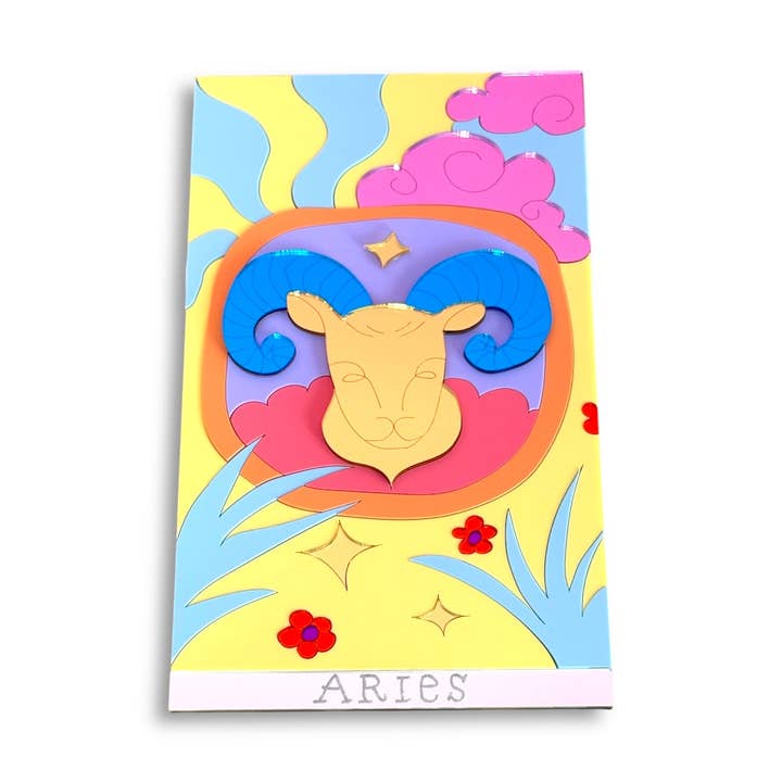 Aries Wall Art – Handmade plexiglass wall decoration with Aries zodiac sign for wholesale by Funk Da Queen