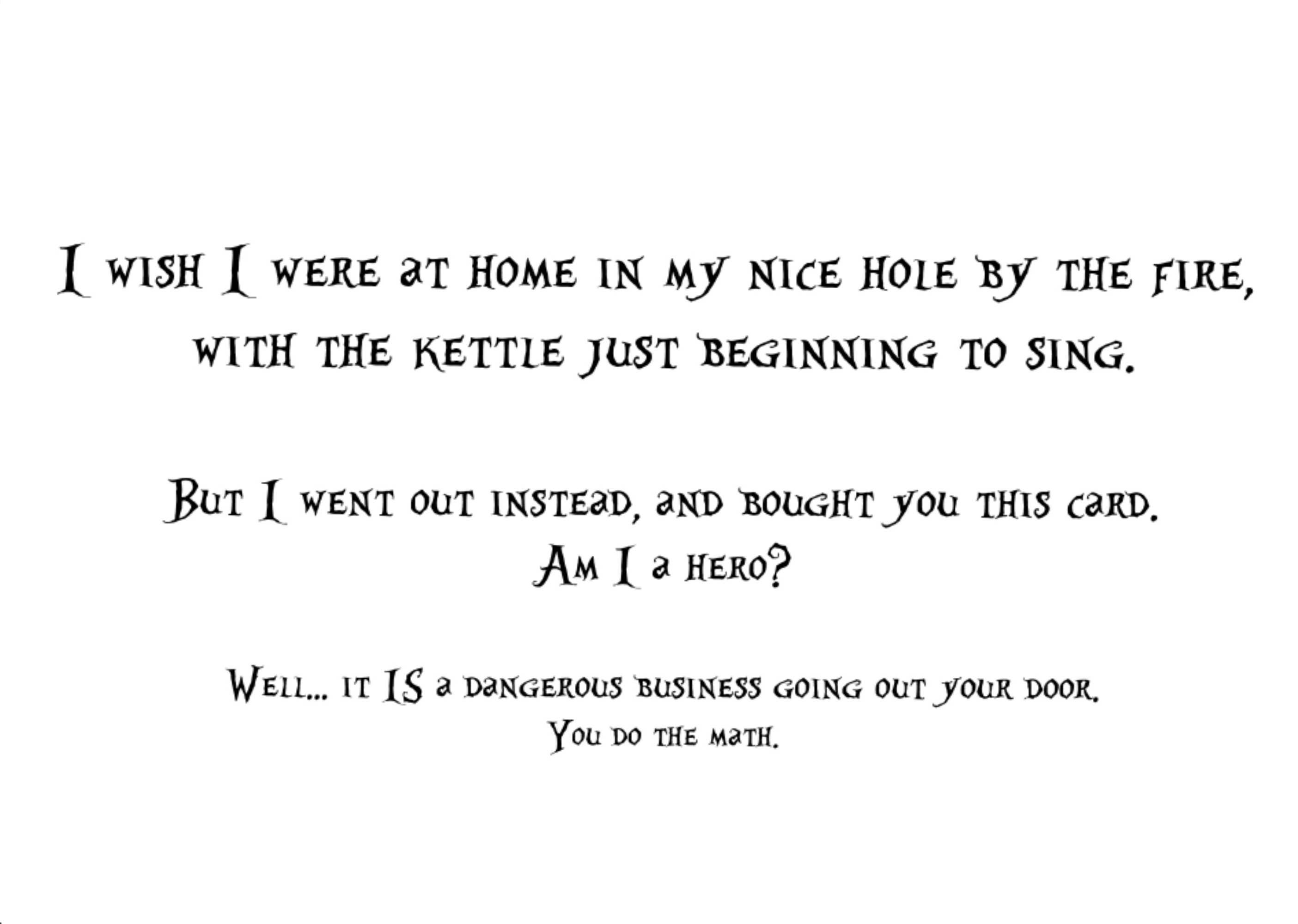 Dread Illustrations - Wholesale Sympathy Card - Hobbit Bilbo Tolkien Funny Sympathy Greeting Card1