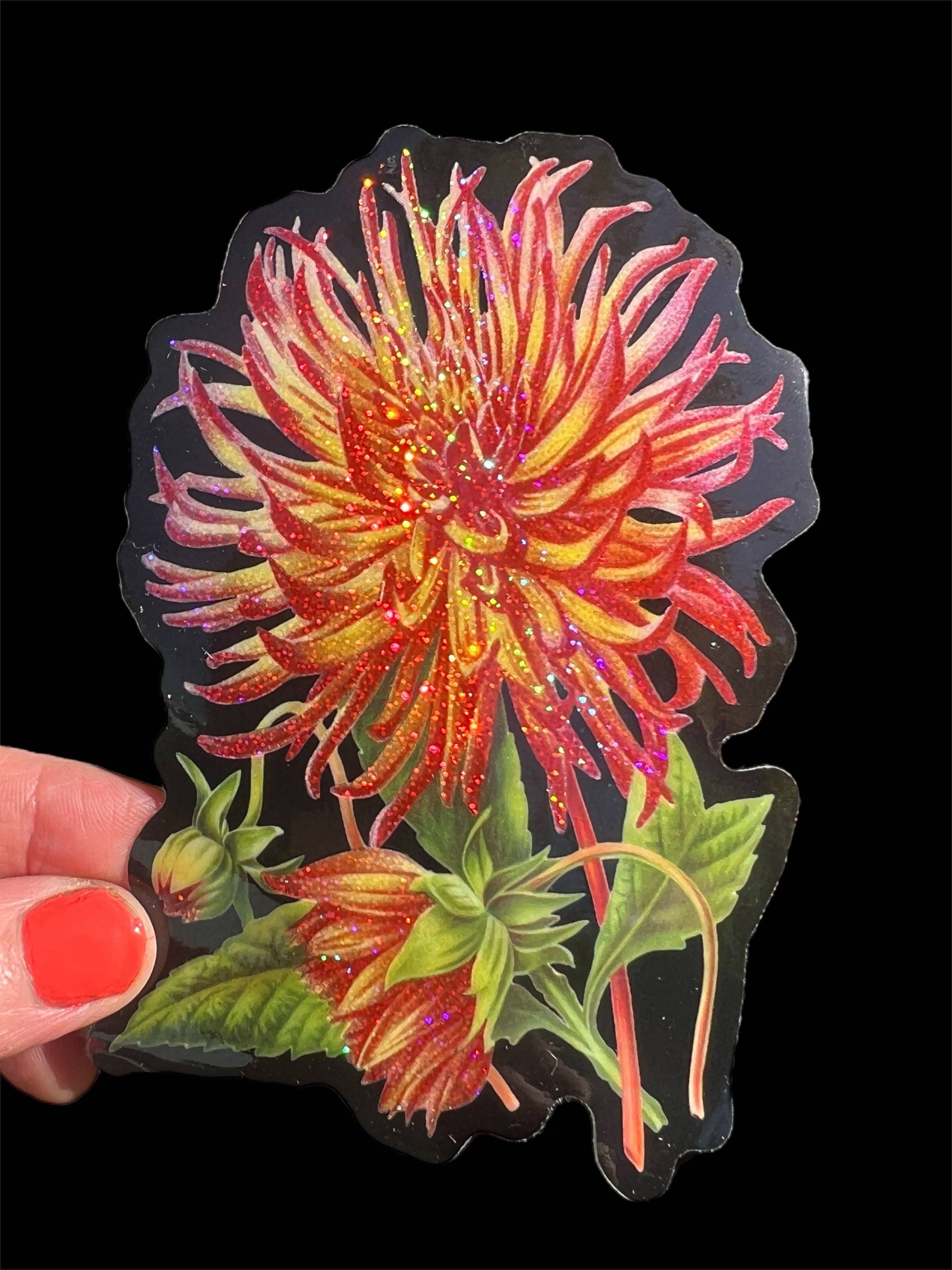 Astral Weekend - Wholesale Sticker - Dalia Flower Glitter STICKER 3 Inch2