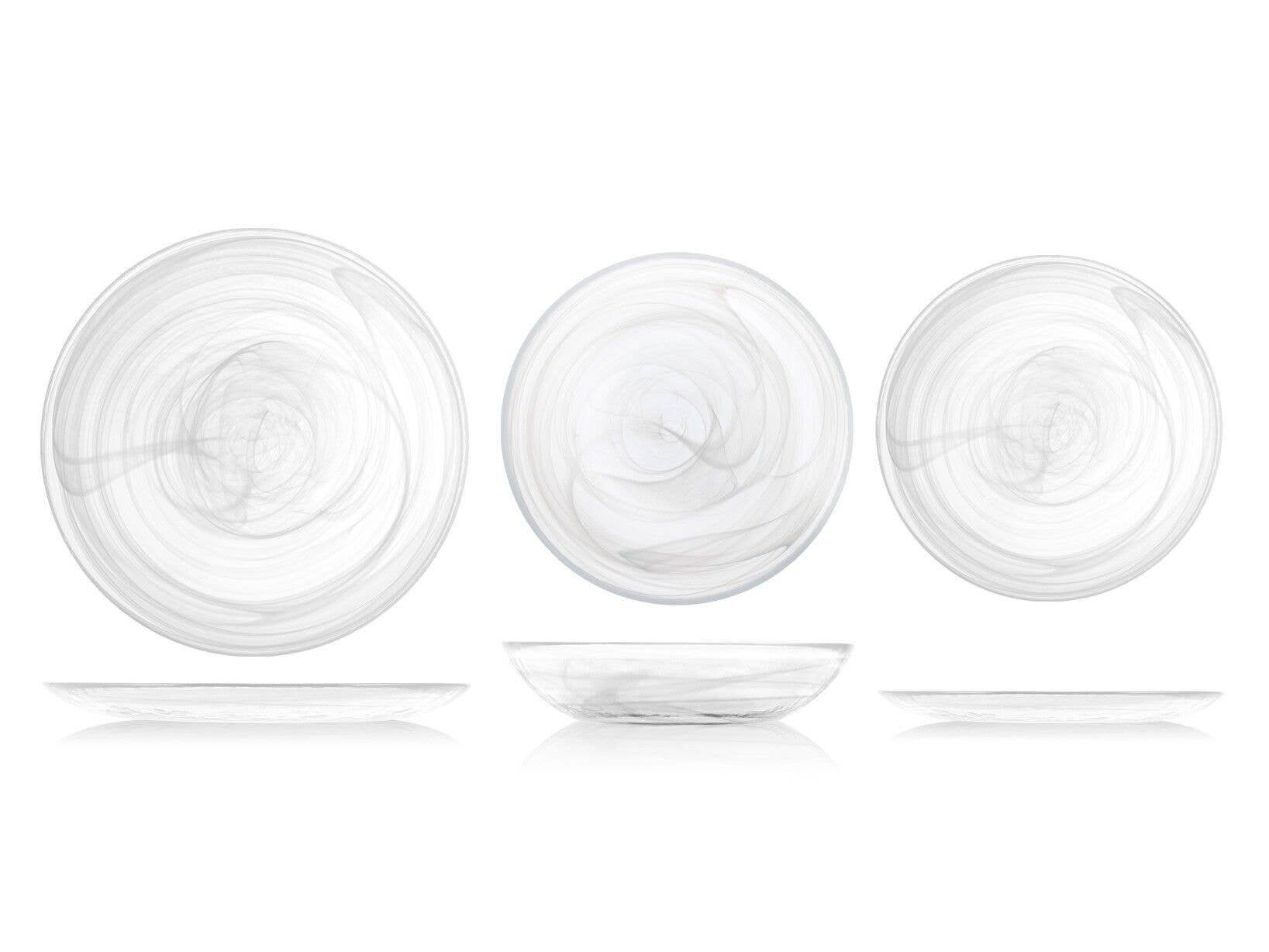 H&H – Großhandel Essteller – Alabaster Obstteller aus weißem Glas, 21 cm3