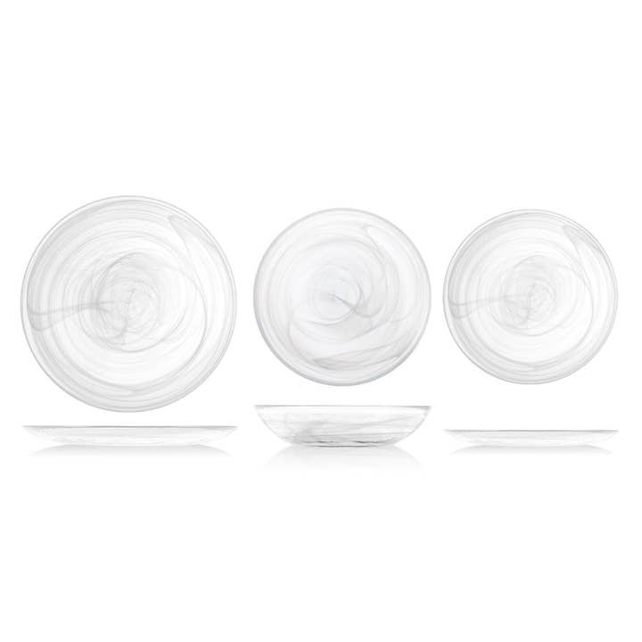 H&H - Vendita all'ingrosso Piatto - Piatto Frutta Alabastro In Vetro Bianco cm 213