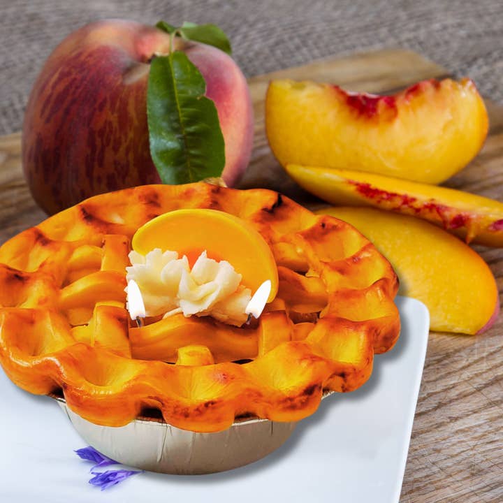 Cafe Delights Homestyle Peach Pie Scented Soy Wax Candle for wholesale by Toybox Fashions
