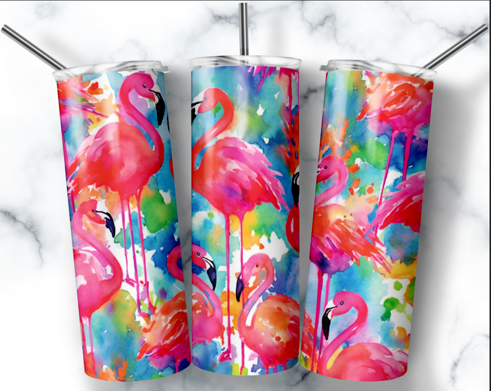 So Peachy Designs - Wholesale Insulated Mug/Tumbler - Spring Color with flamingo's Tumbler, Colorful Tumbler1