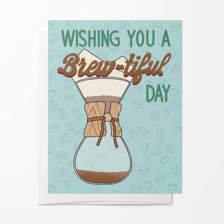 Thinking of You Greeting Card - Pour-Over Coffee Pun for wholesale by Drawn by Diana