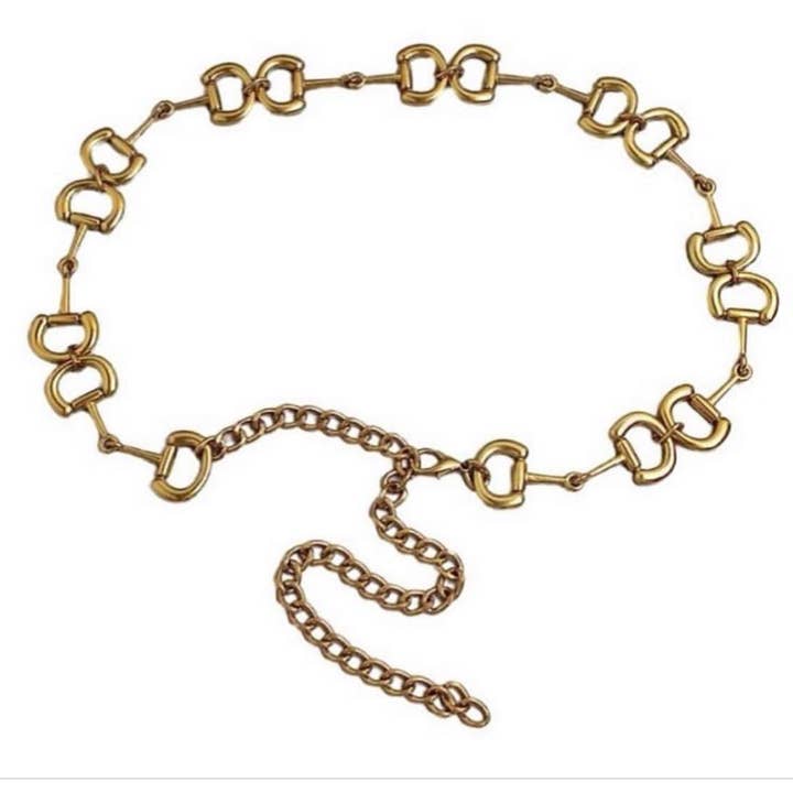Equestrian Snaffle Bit Chain Belt- Vintage Gold- Waterproof for wholesale by HoopLa