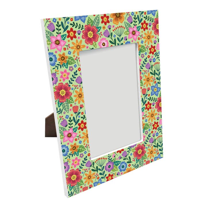 Porta-retratos em madeira reciclada - Flores multicoloridas por atacado de Morris Magnets