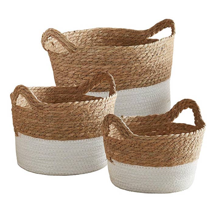 47th & Main (Creative Brands) - Wholesale Basket - Short Cream Baskets - Set of 3