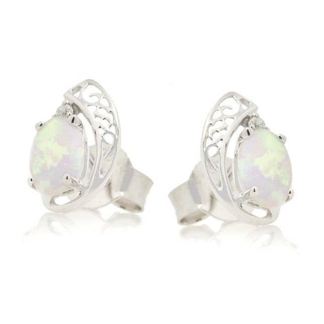 Natürliche weiße Opal-Ohrringe oval, Silber 925 für den Großhandel von OPALOOK France