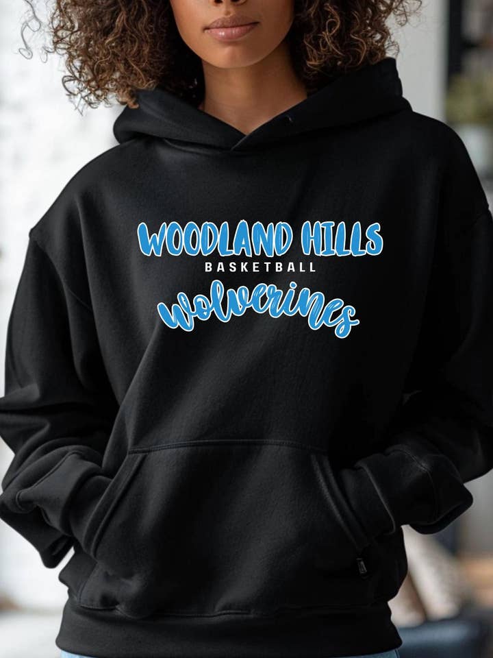 Woodland Hills Personalized School Spirit Fleece Hoodie for wholesale by 240 Spirit Press