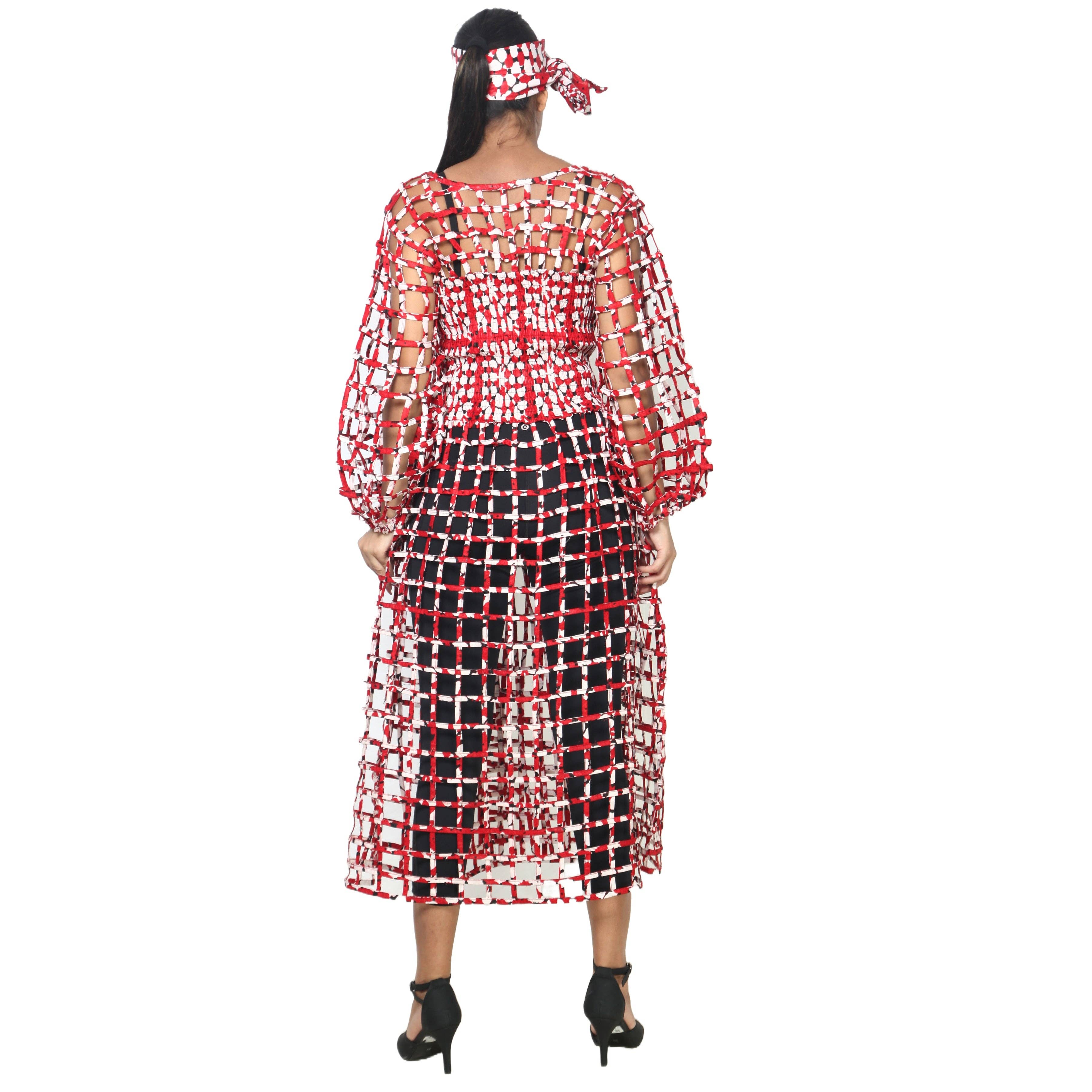 African Stars - Wholesale Dress - Women's - Women's Long Sleeve Smocked Bodice Cage Dress -- FI-ST12220