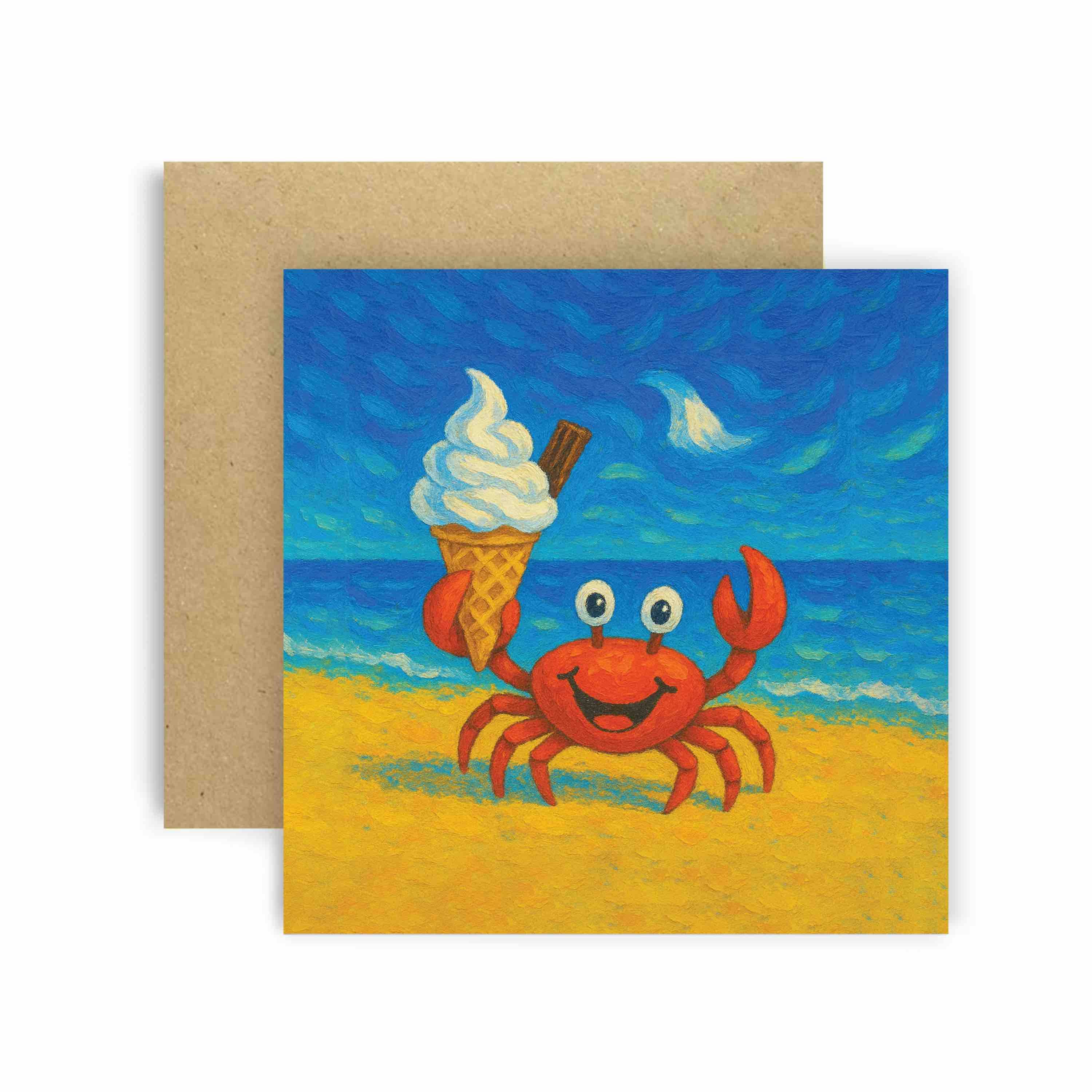 Huxters – wholesale Everyday greeting card – Tenby Crabs and 99 Ice Cream Coastal Greetings Card
