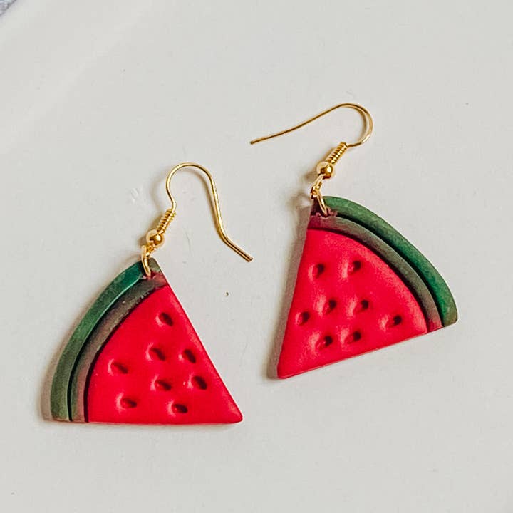 Watermelon Dangles for wholesale by Happily Handmade Clay