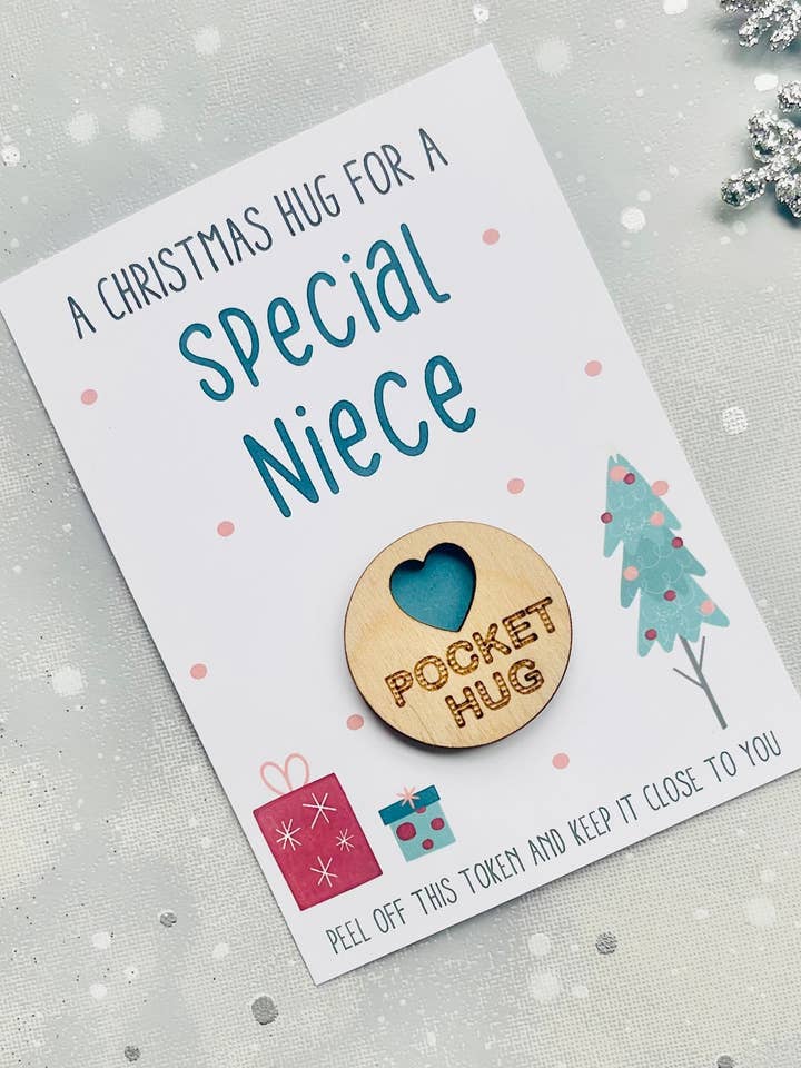 Tarjeta de Navidad con abrazo y abrazo de bolsillo para sobrina especial para venta al por mayor de The Gift Club