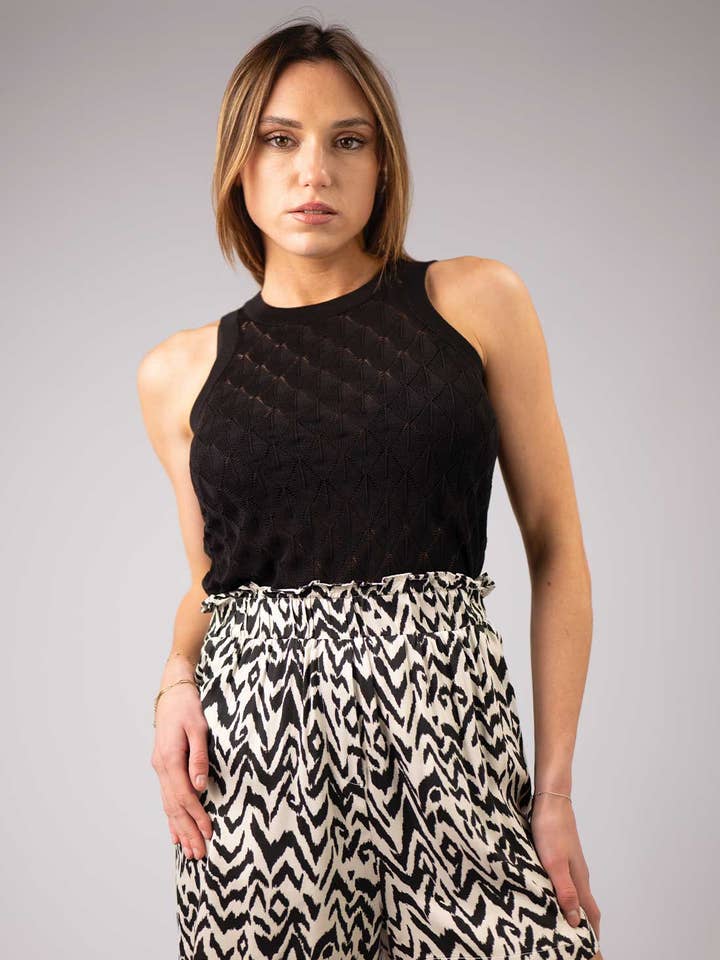 AYLIN sleeveless black embroidered top for wholesale by Zibi London