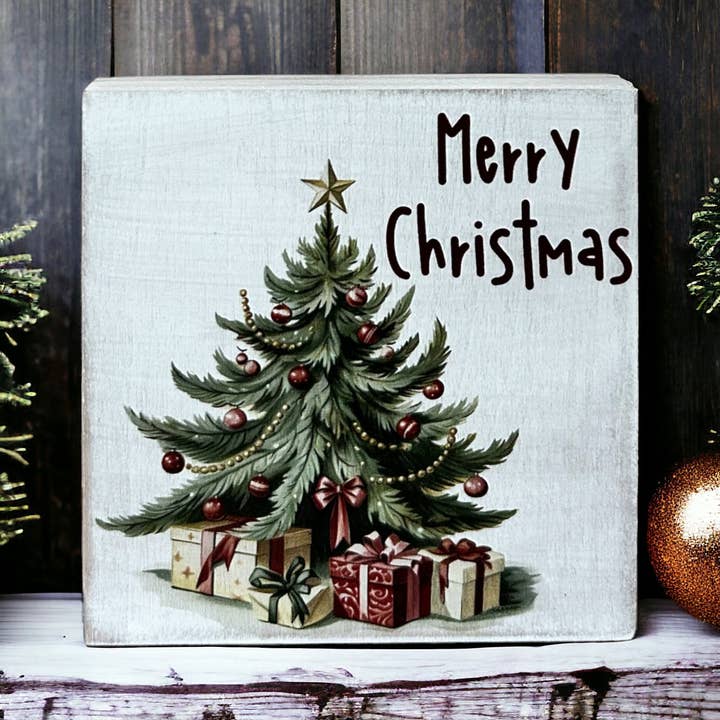 Merry Christmas - Rustic Wood Block Sign for wholesale by Inkwood Crafters