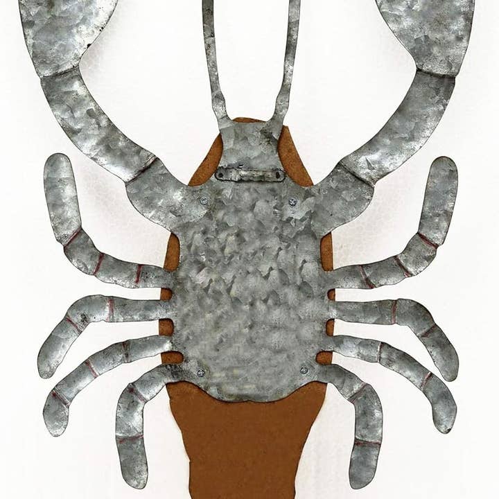 Paris Loft Inc - Wholesale Wall Accent - Wood and Galvanized Ocean Theme Wall Hanging Decor (Lobster)