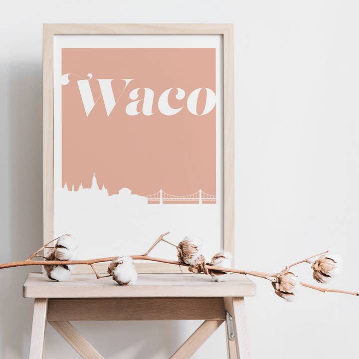 Paperfinch Design - Wholesale Art Print - Waco Texas retro inspired skyline art print3