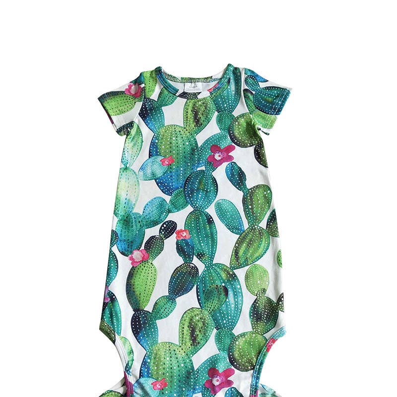 Aier Wholesale - Wholesale Babygown - Baby - Baby newborn western green cactus gown4