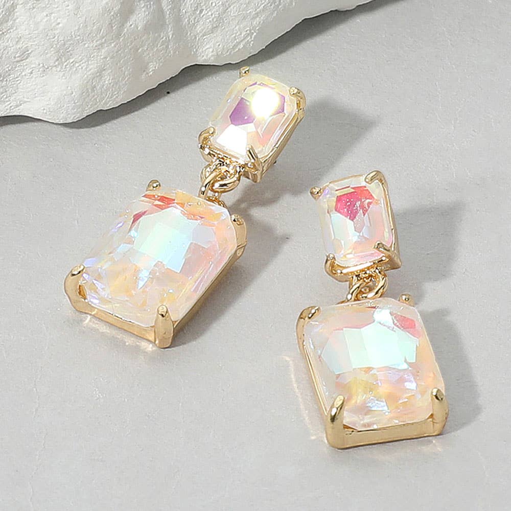 Sensibling Corp. - Vendita all'ingrosso Orecchini pendenti - Orecchini Pendenti da Sera con Gruppo di Pietre di Vetro Rettangolari12