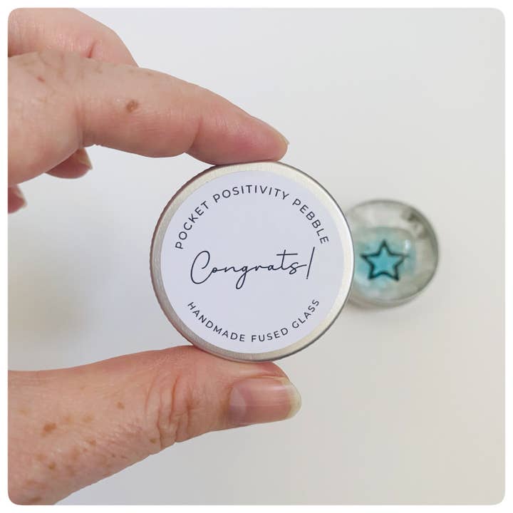 Salvia Glass - Wholesale Keepsake Coin/Token - Glass Congratulations pocket hug mini tin 2