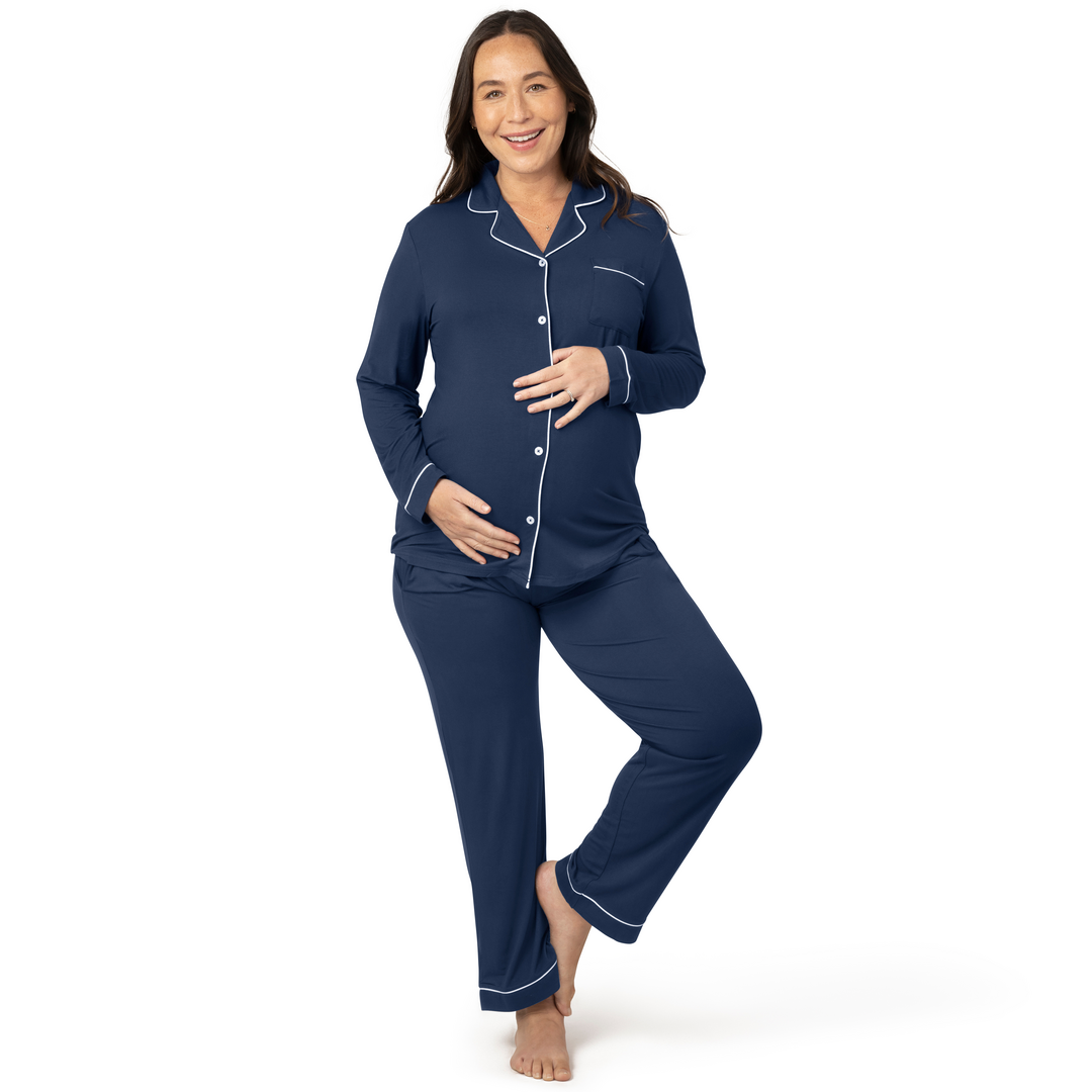 Kindred Bravely - Wholesale Sleepwear Set - Women's - Clea Bamboo Classic Long Sleeve Maternity & Nursing Pajama15