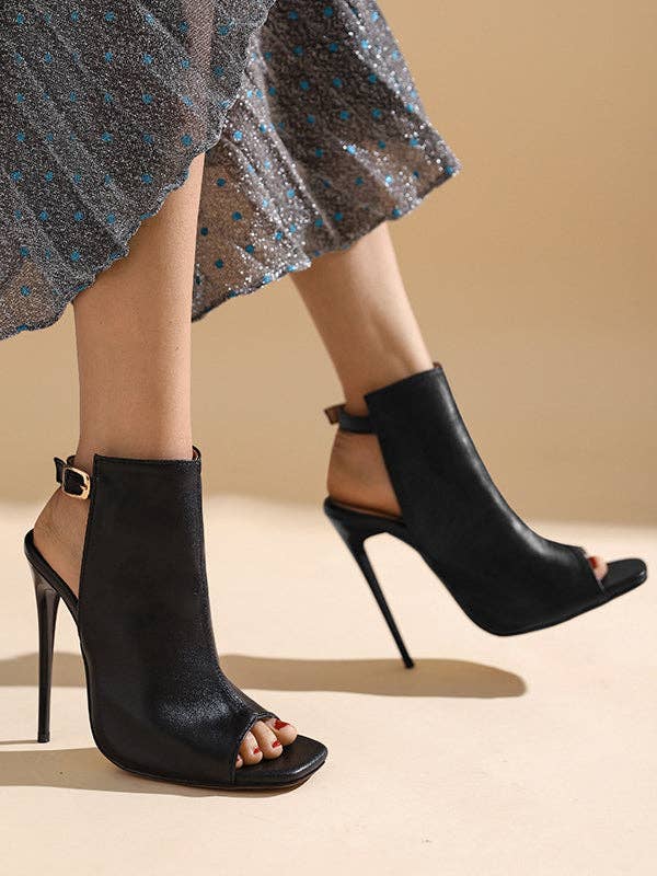 VividLux - Wholesale High Heels - Women's - Belt Buckle Peep Toe Split-Joint Pumps Sandals13