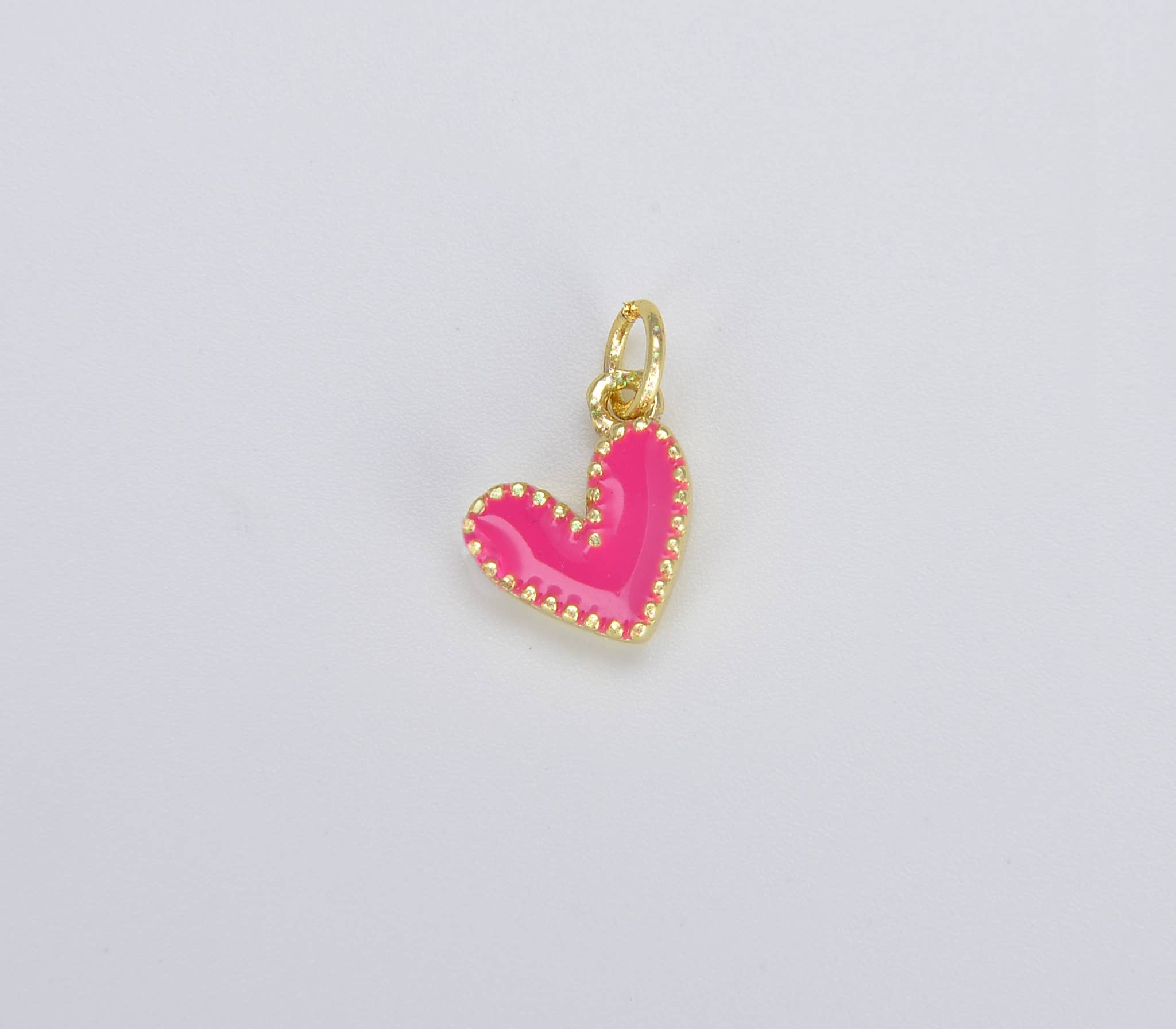 Beads Creation - Wholesale Individual Charm/Pendant - Dainty Enamel Heart Charm Pendant in Gold Filled, CP1225A3