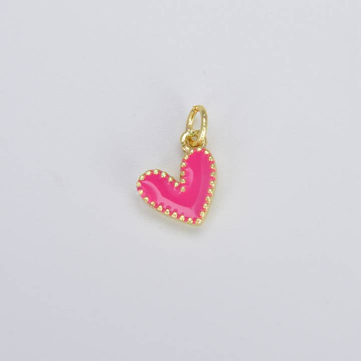 Beads Creation - Wholesale Individual Charm/Pendant - Dainty Enamel Heart Charm Pendant in Gold Filled, CP1225A3