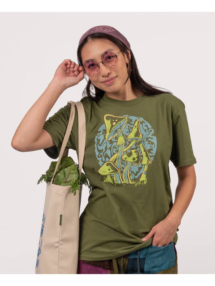 Soul Flower - Wholesale Screen printed t-shirt – unisex - Closeout! Psychedelic Mushrooms Organic T-Shirt - Unisex3