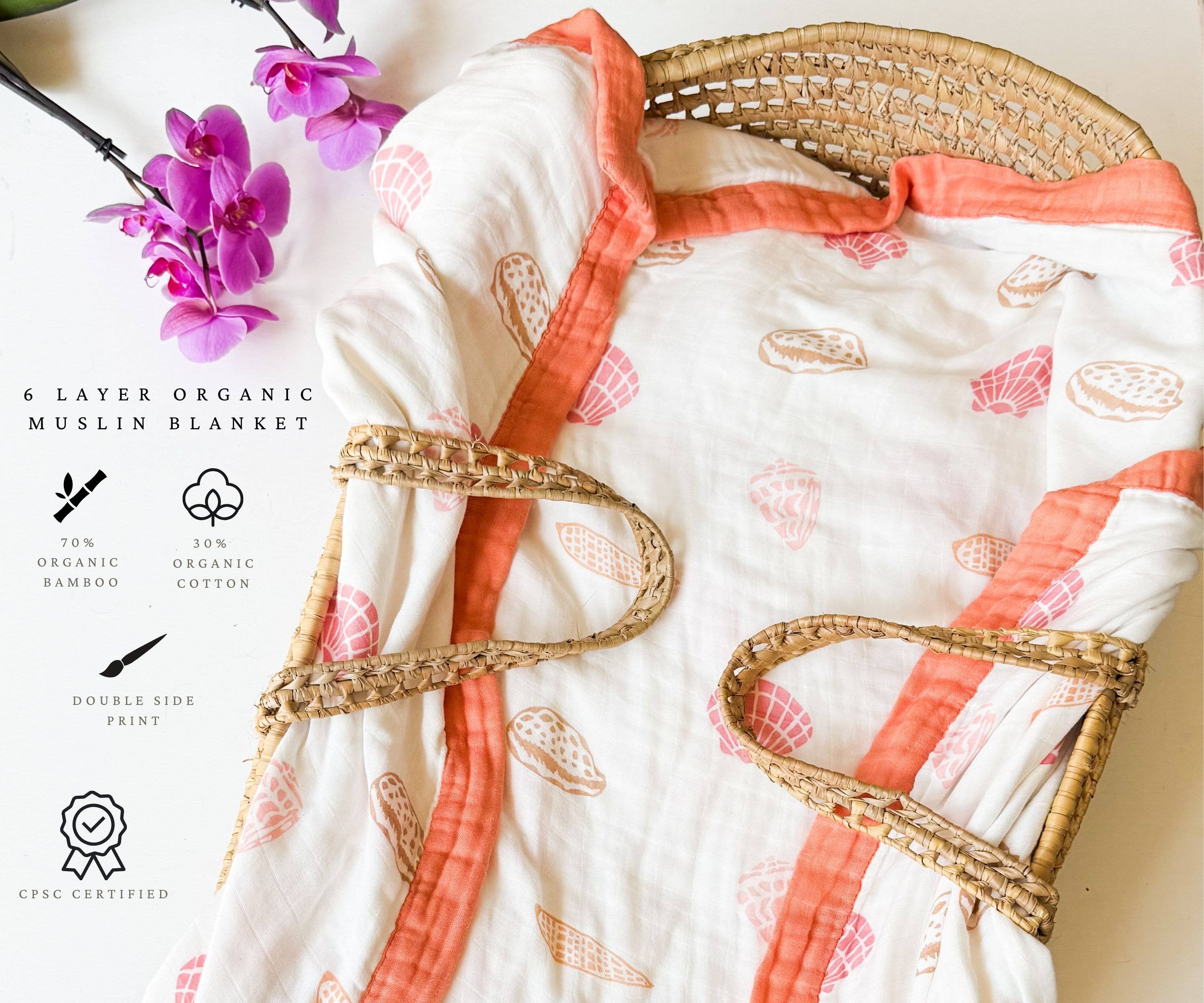 Coca + B.™ - Wholesale Milestone Blanket - Kids & Baby - Organic Seashell Baby Blanket | Coastal Beachy Nursery Decor12